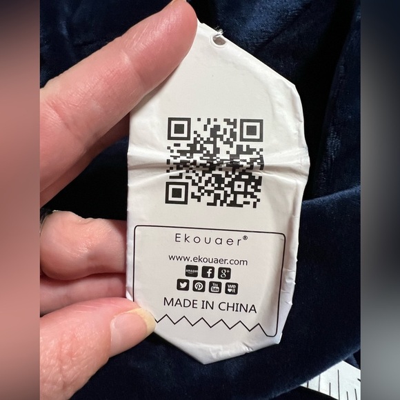 NWT Ekouaer Cozy Velour Cowl Neck Long Sleeve Nightgown Size XL - Picture 8 of 8